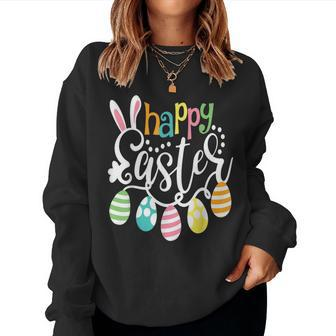 Happy Easter Bunny Rabbit Face Easter Day Girls Women Sweatshirt | Mazezy
