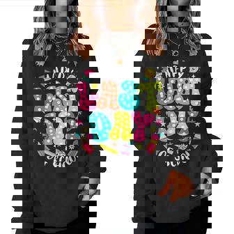 Happy Last Day Of School Groovy Students And Teachers Women Sweatshirt | Mazezy