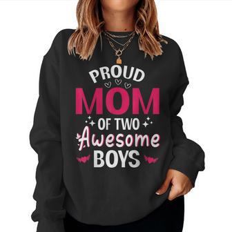 Happy Mother Day Mommy Proud Mom Of Two Awesome Boys Son Women Sweatshirt - Thegiftio UK
