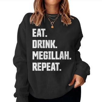 Happy Purim Eat Drink Megillah Repeat Queen Esther Costume Women Sweatshirt - Monsterry CA