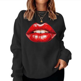 Happy Red Lips For Girls And Ladys Nights Women Sweatshirt - Thegiftio UK
