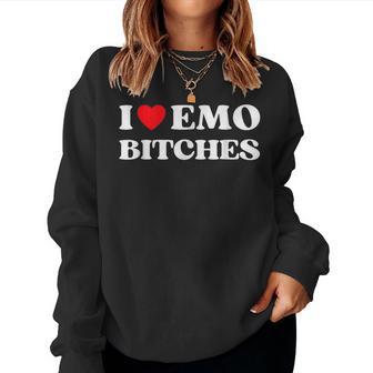 I Heart Emo Bitches Quote Red Heart Emo Girl Style Women Sweatshirt - Thegiftio UK