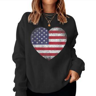 Heart Love 4Th Of July American Flag Usa America Mom Women Women Sweatshirt - Monsterry DE