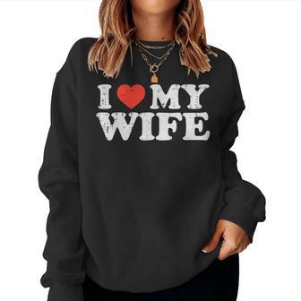 I Heart My Wife Love Wifey Couple Matching Husband Dad Men Women Sweatshirt - Thegiftio UK