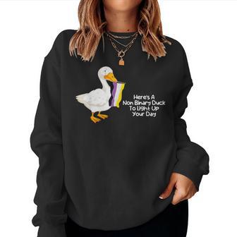 Here's A Non Binary Duck Your Day Csd Non Binary Women Sweatshirt - Thegiftio UK