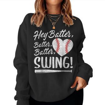 Hey Batter Swing Baseball Heart Mom Cute Women's Women Sweatshirt - Thegiftio UK