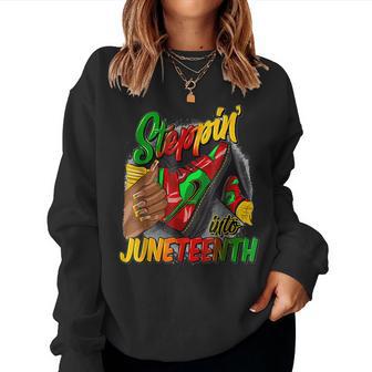 High Heels Steppin Into Junenth Africa Black Woman Women Sweatshirt - Thegiftio UK