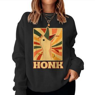 Honk Goose Retro Duck Chicken Meme Idea Women Sweatshirt - Thegiftio UK