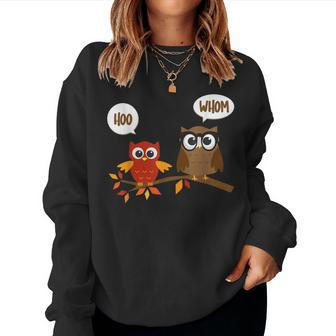 Hoo Who Whom Owl Grammar Women Sweatshirt - Monsterry UK