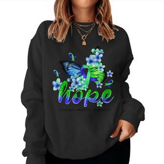 Hope Butterfly Blue Ribbon Neurofibromatosis Awareness Women Sweatshirt - Thegiftio UK