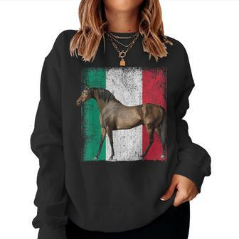 Horse Italian Flag Patriotic Riding Horses Horseback Farm Women Sweatshirt - Monsterry UK