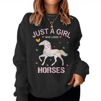 Horse Lover Just A Girl Who Loves Horses Women Sweatshirt - Seseable