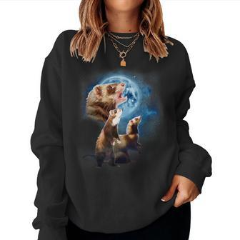 Howling At The Moon Ferret Ferret Women Sweatshirt | Mazezy