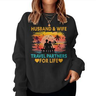 Husband And Wife Travel Partners For Life Beach Traveling Women Sweatshirt | Mazezy CA