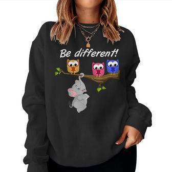 I'm Different Stay Different Slogan Owl Elephant Women Sweatshirt - Monsterry UK