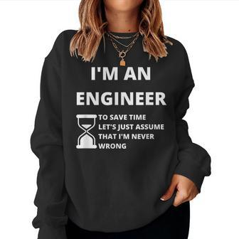 I'm An Engineer Sarcastic Engineering Short Sleeve Women Sweatshirt - Thegiftio UK