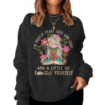 I'm Mostly Peace Love And Light Vintage Yoga Girl Meditation Women Sweatshirt - Monsterry DE