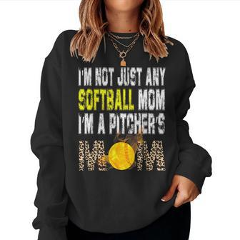I'm Not Just Any Softball Mom I'm A Pitcher's Mom Leopard Women Sweatshirt | Seseable UK