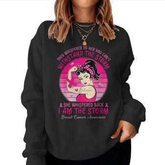 I'm The Storm Strong Rosie Riveter Breast Cancer Fight Women Sweatshirt - Monsterry AU