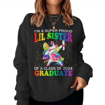 I'm A Super Proud Lil Sister Of A Class Of 2024 Graduate Women Sweatshirt - Seseable