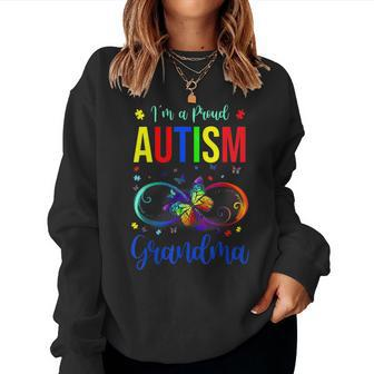 Infinity Im A Proud Grandma Autism Awareness Butterfly Women Sweatshirt - Seseable