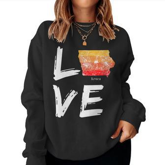 Iowa Ia Map Souvenir Love Distressed State Women Sweatshirt - Monsterry