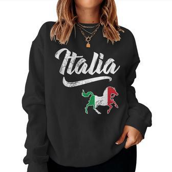 Italia Flag Horse Italian Italy Vintage Distressed Fade Women Sweatshirt - Monsterry AU