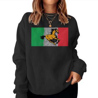 Italian Horse Stallion Pony Italy Pride Flag Women Sweatshirt - Monsterry