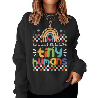 It's A Good Day To Teach Tiny Humans Teacher Leopard Rainbow Women Sweatshirt - Monsterry UK