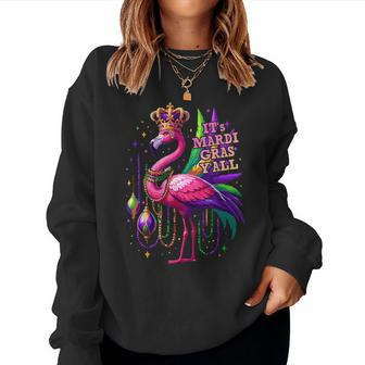 Its Mardi Gras Y'all Flamingo Costume Girls Mardi Gras Women Sweatshirt - Seseable