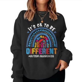 It's Ok To Be Different Autism Awareness Leopard Rainbow Kid Women Sweatshirt | Mazezy DE