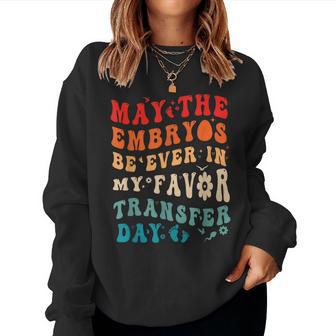 Ivf Retrieval Dad Transfer Day For Couple Groovy Women Sweatshirt - Monsterry UK