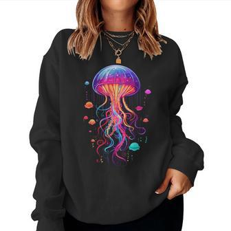 Jellyfish Ocean Animal Scuba Diving Rainbow Jelly Fish Women Sweatshirt - Seseable