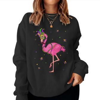 Jester Flamingo Beads Mardi Gras Fat Tuesday Parade Girls Women Sweatshirt - Monsterry DE