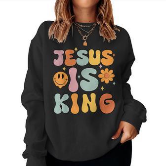 Jesus Is King Groovy Christian- Cute Toddler Girl Women Sweatshirt - Monsterry DE