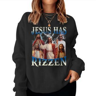 Jesus Has Rizzen Vintage Christian Jesus For Men Women Sweatshirt | Mazezy