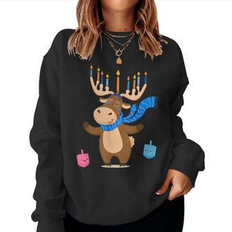 Jewish Moose Hanukkah Moose Girl Pajamas Women Sweatshirt - Thegiftio UK