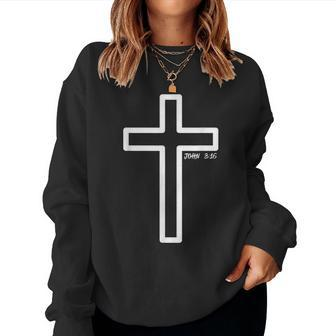 John 316 Christian Cross Bible Verse Women Sweatshirt - Monsterry DE