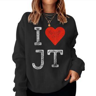 Jt Fans Initials Red Heart I Love Jt Women Sweatshirt - Thegiftio UK