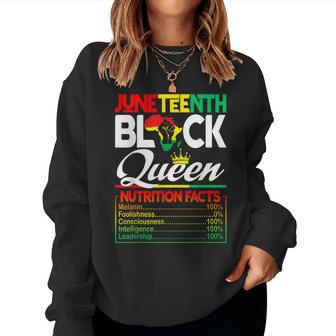Junenth Black Queen Nutritional Facts Freedom Day Women Sweatshirt - Monsterry CA