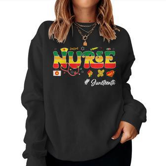 Junenth Black Woman Nurse Afro Girl Junenth Nurse Women Sweatshirt - Monsterry AU