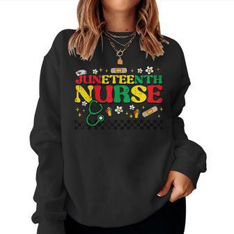 Junenth Nurse Groovy Retro African Scrub Top Black Women Women Sweatshirt - Monsterry UK