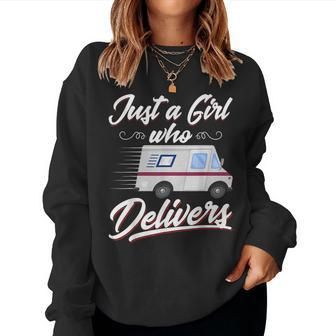 Just A Girl Who Delivers Postwoman Mail Truck Driver Women Sweatshirt - Thegiftio UK