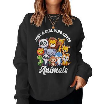 Just A Girl Who Loves Animals Wild Cute Zoo Animals Girls Women Sweatshirt - Monsterry AU