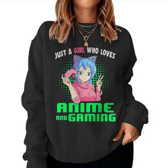 Just A Girl Who Loves Anime And Gaming Gamer Girl Women Sweatshirt - Thegiftio UK