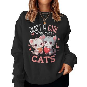Just A Girl Who Loves Cats Cute Cat Lover Women Sweatshirt | Mazezy AU