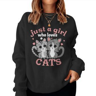 Just A Girl Who Loves Cats Girls Cat Lovers Women Sweatshirt - Seseable