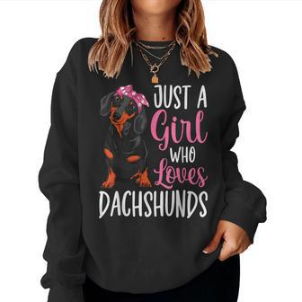 Just A Girl Who Loves Dachshunds Dog Lover Girls Women Sweatshirt - Thegiftio UK