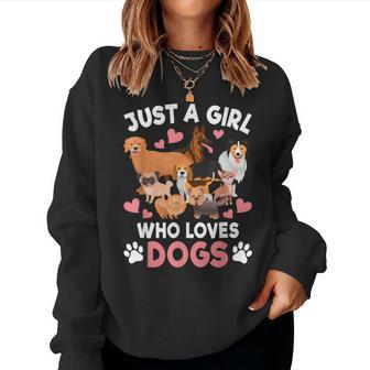 Just A Girl Who Loves Dogs Puppy Dog Lover Girls Toddlers Women Sweatshirt - Thegiftio UK