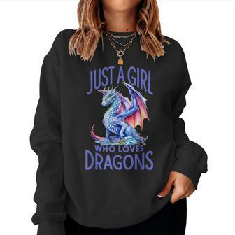 Just A Girl Who Loves Dragons Girl Blue Dragon Women Sweatshirt | Seseable UK